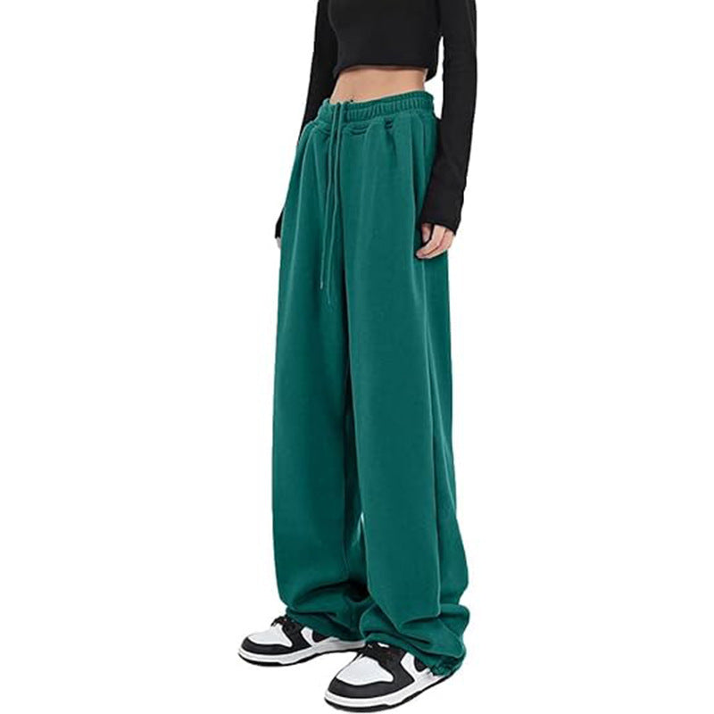 Damen nan locker fallende Sweatpants mit extra weitem Bein, hohem Bund und Kordelzug EB