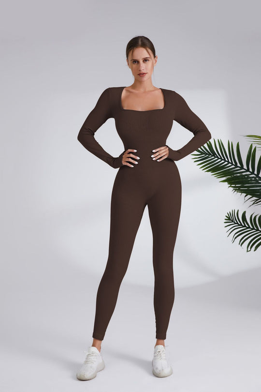Damen Leggingsanzug mit elegantem Quadrat-Ausschnitt und figurbetonendem Schnitt EB