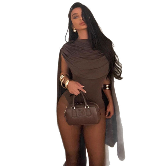 Damen Figurbetontes Cocktailkleid mit kapuzenähnlichem Detail EB