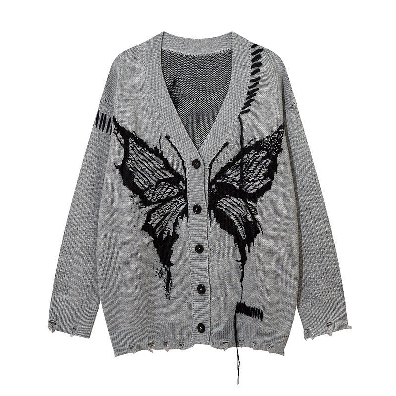 Damen Strickjacke mit kreativem Schmetterlingsdesign und lässigem Schnitt EB