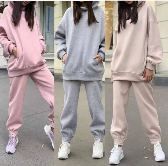Damen lässiger Jogginganzug mit weichem Material und elastischem Bund EB