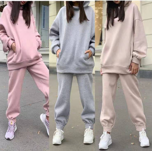 Damen lässiger Jogginganzug mit weichem Material und elastischem Bund EB