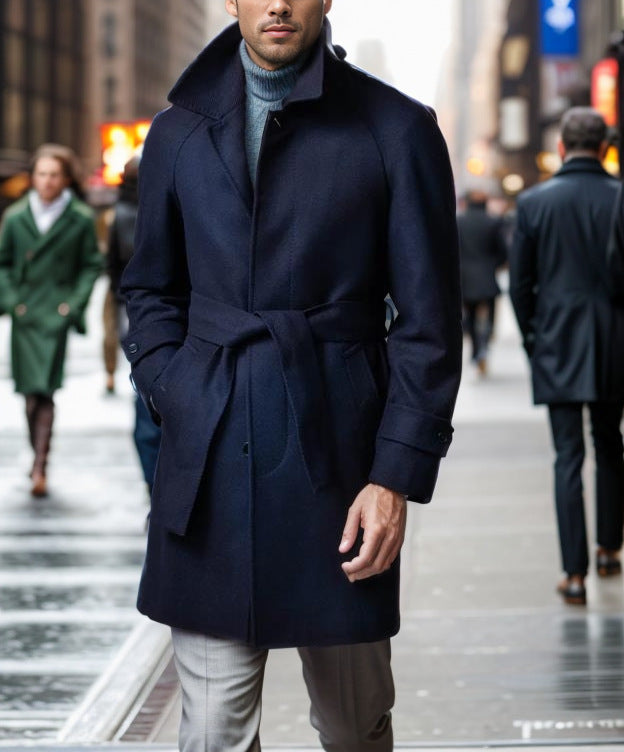 Herren Eleganter Woll-Trenchcoat EB