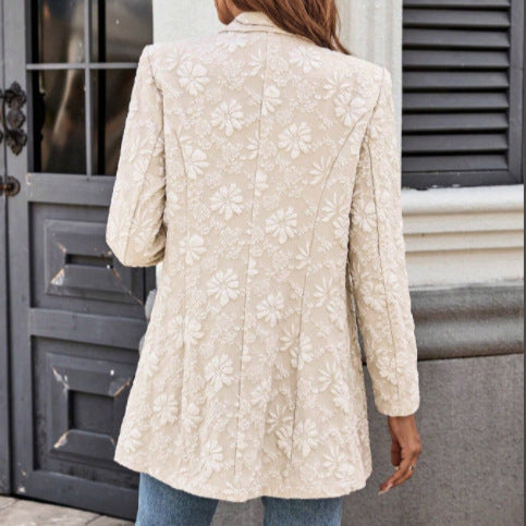 Damen Elegante Blazerjacke mit floralem Stickdesign EB
