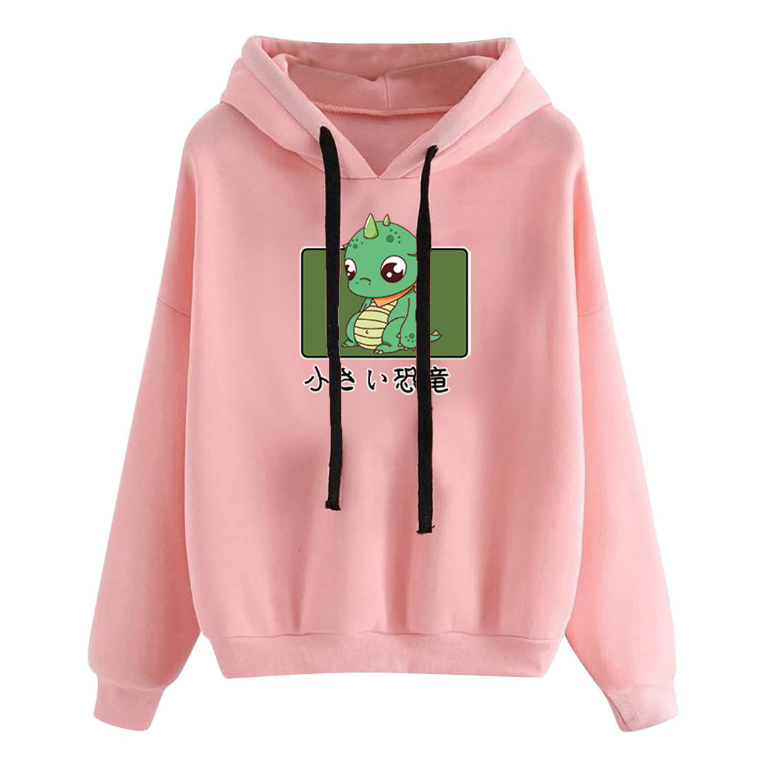 Damen nan kurz geschnittener Cropped-Kapuzenpullover mit niedlicher Frosch-Illustration und verstellbarer Kapuze EB