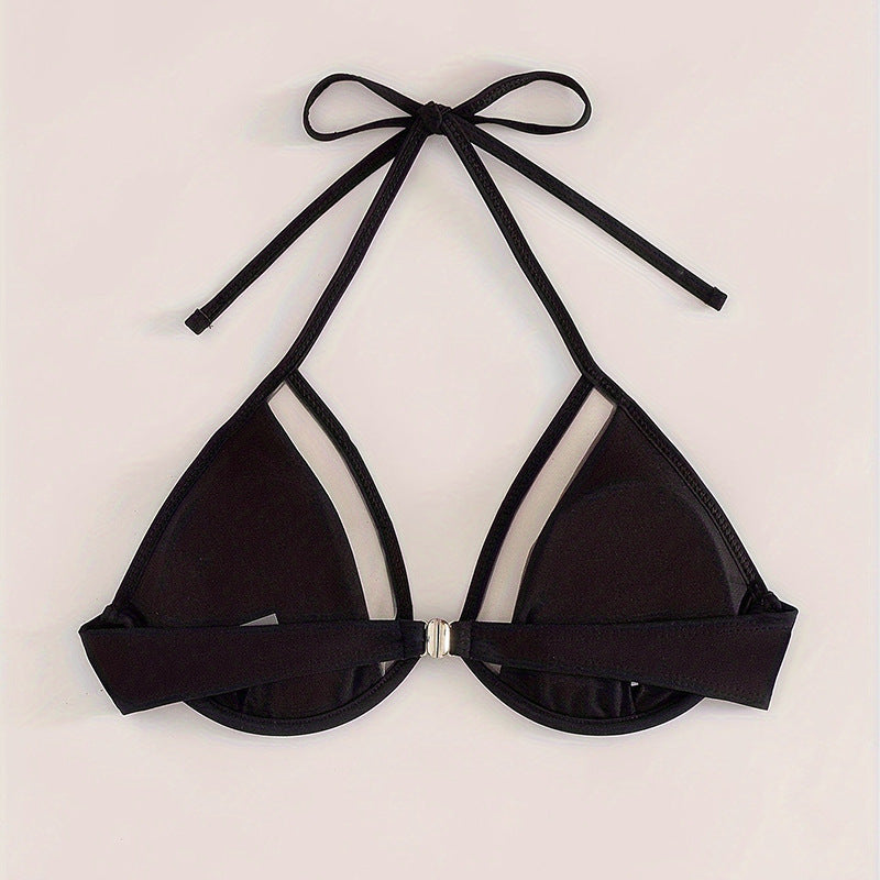 Damen Triangel-Bikini mit transparentem Detail EB
