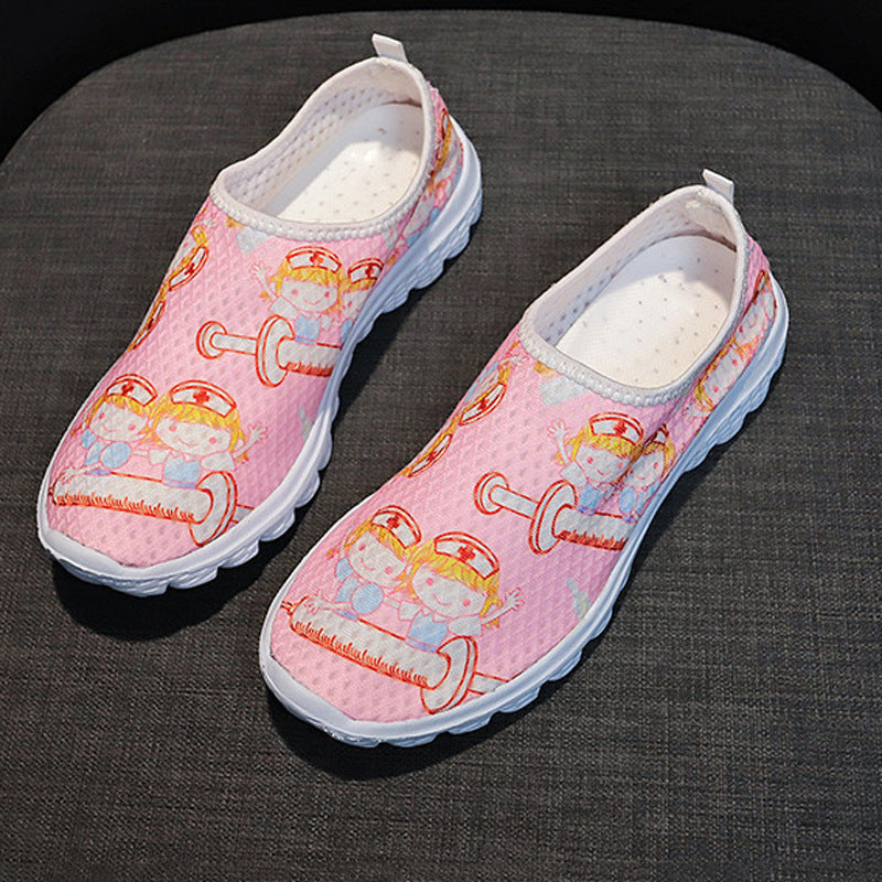 Damen Slip-On Freizeitschuhe mit farbenfrohem Design und atmungsaktiver Oberseite EB