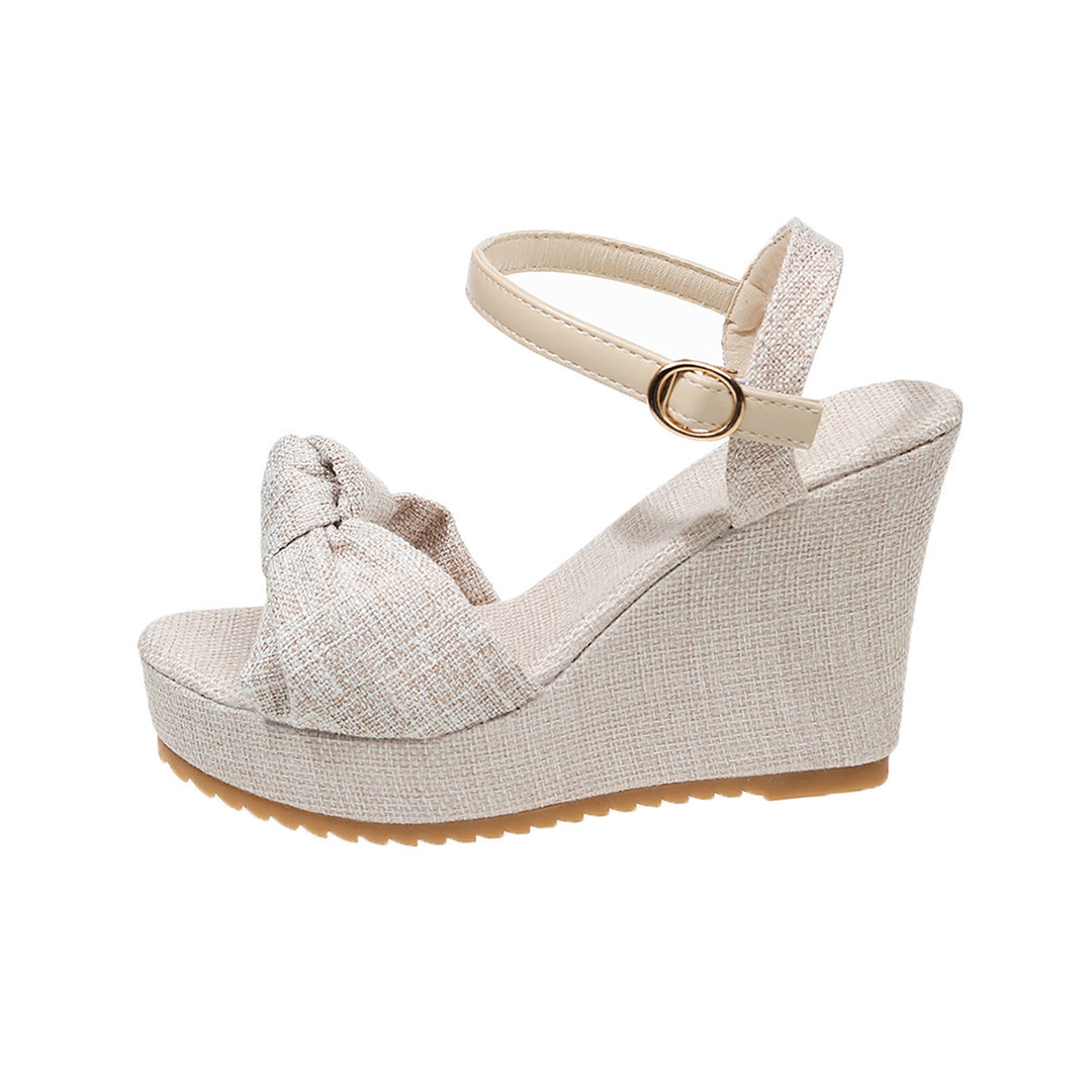 Damen Wedge-Sandalen mit doppeltem Riemendesign und modischem Schleifenakzent EB