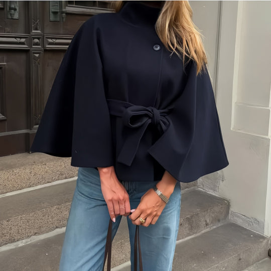 Damen elegante Wickeljacke mit Taillengürtel EB