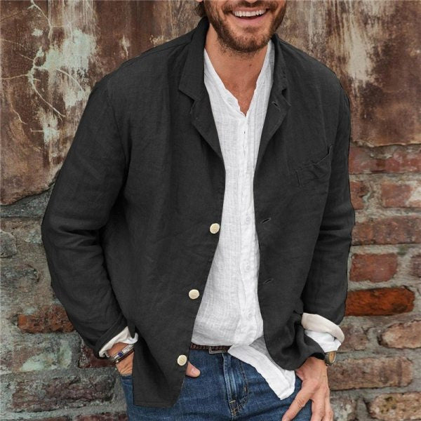 Herren Leichte und luftige Leinenjacke mit klassischem Schnitt EB