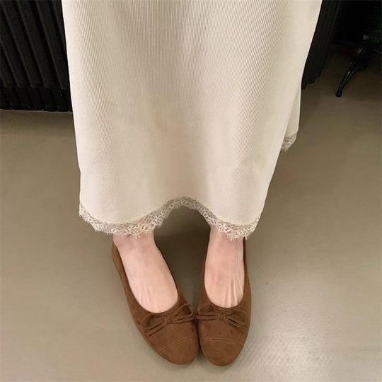 Damen Ballerina-Schuhe mit modischer Schleifenverzierung und komfortablem Fußbett EB
