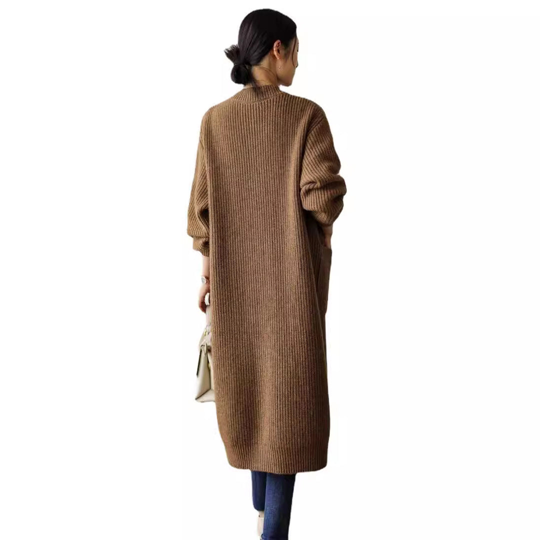 Damen Strickmantel mit praktischen Seitentaschen und eleganten Knopfdetails EB