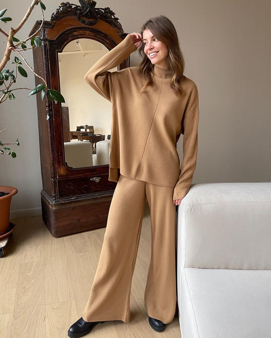 Damen lässiges Strickensemble mit weitem Schnitt und hohen Komfort EB