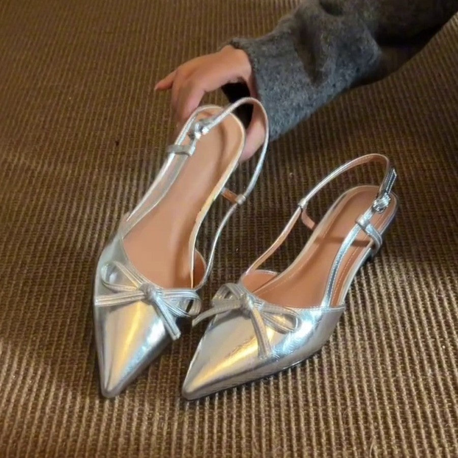 Damen elegante Slingback-Pumps mit dekorativem Schleifenakzent EB