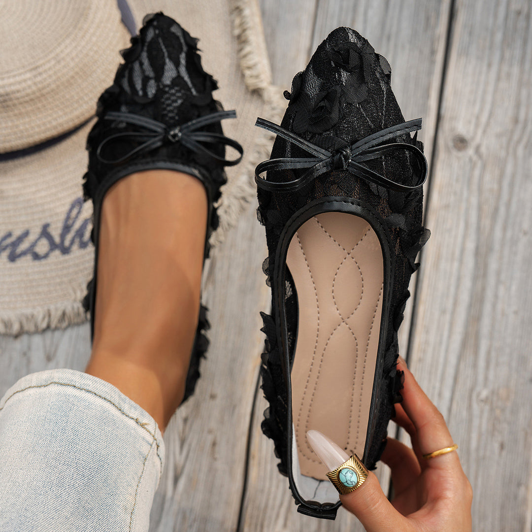 Damen elegante Spitzenschuhe mit floralem Design EB