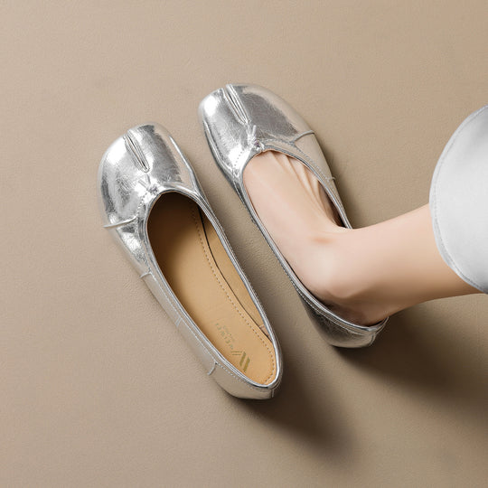 Damen Ballerina mit geschmeidigem Leder und elastischem Komfort EB