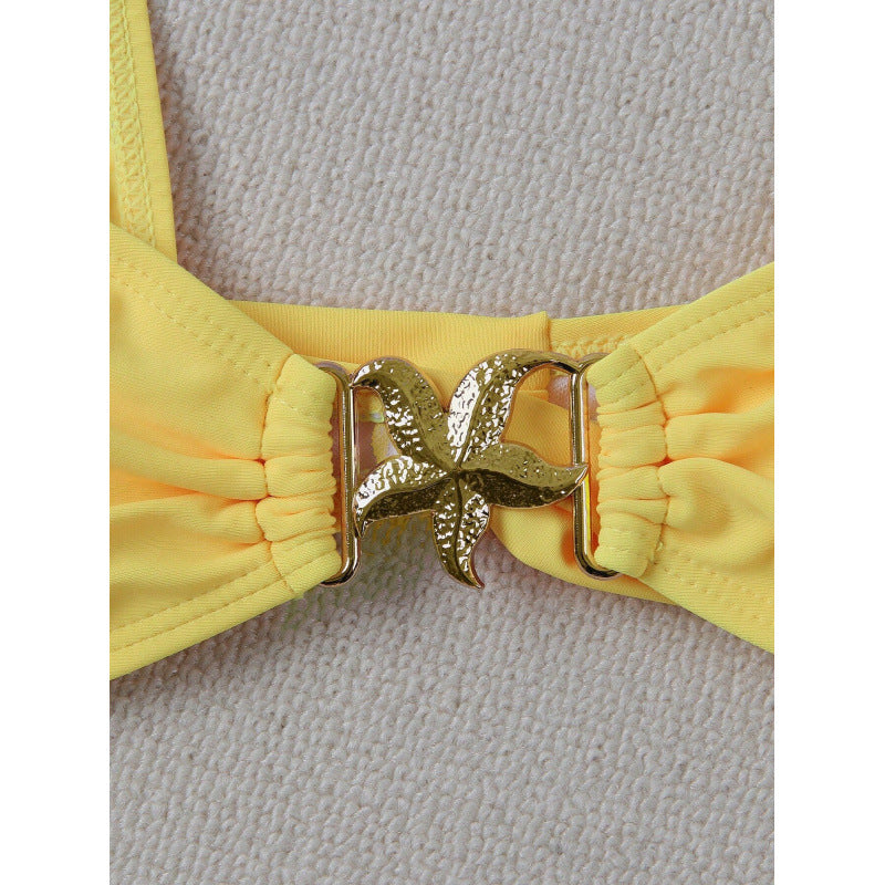 Damen Bikini-Set mit breiten Trägern und metallischem Akzent EB