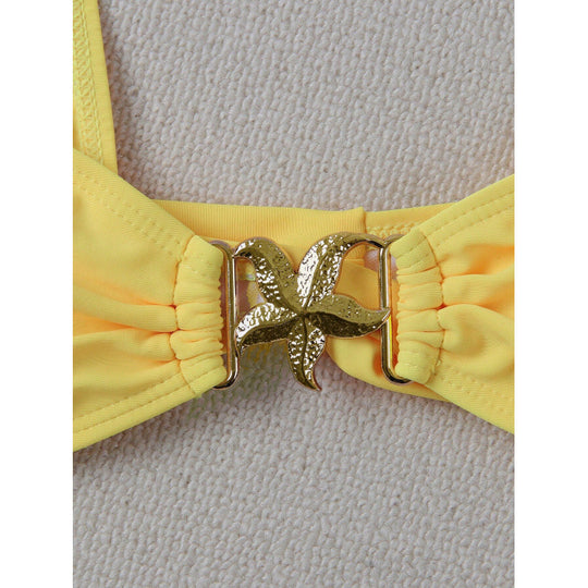 Damen Bikini-Set mit breiten Trägern und metallischem Akzent EB