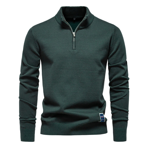 Herren Pullover mit kurzem Reißverschluss und modischem Stehkragen EB