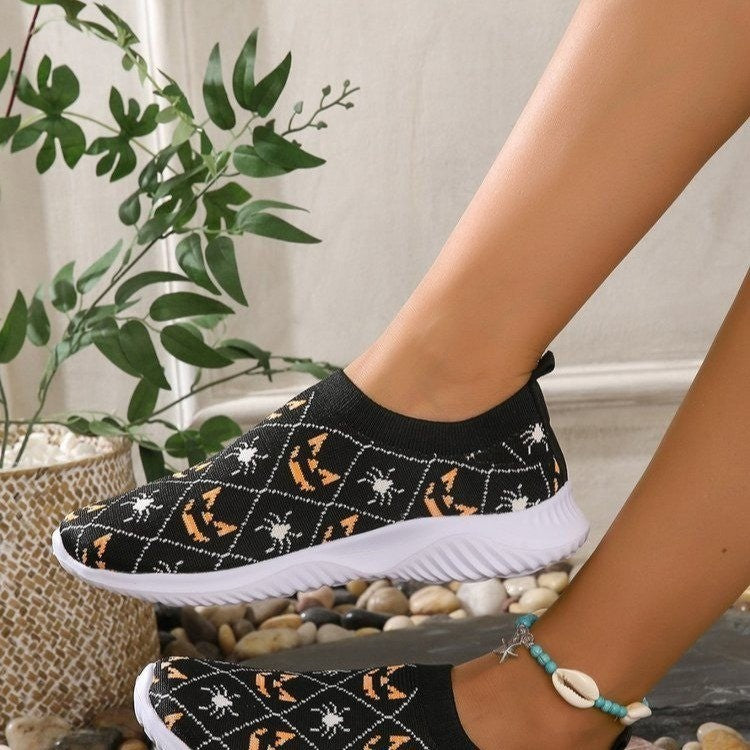 Damen Mode Sneakers mit Halloween-Motiv und rutschfester Sohle Heidi-Mode