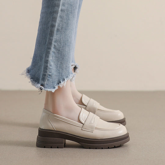 Damen Mokassin-Schuhe mit robustem Plateau und eleganter Schnalle EB