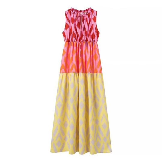 Damen Maxikleid mit buntem Muster und lässigem Schnitt EB