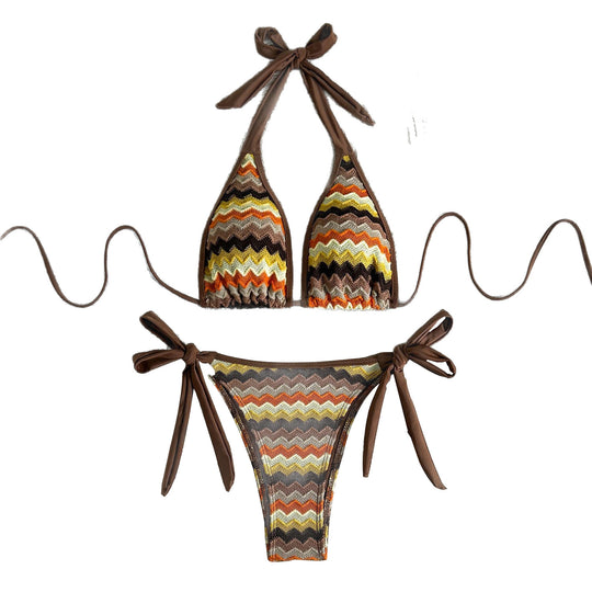 Damen Triangel-Bikini mit trendy Zickzackmuster EB