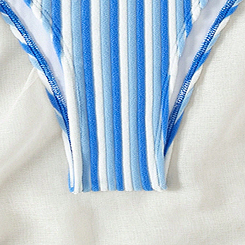 Damen Bikinislip mit verstellbaren Trägern und gestreiftem Design EB