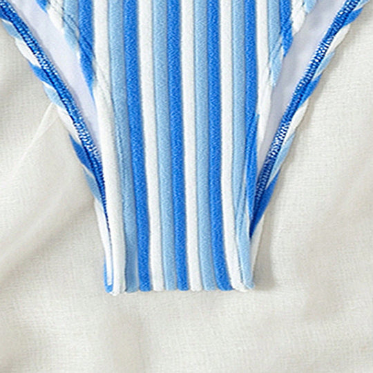 Damen Bikinislip mit verstellbaren Trägern und gestreiftem Design EB