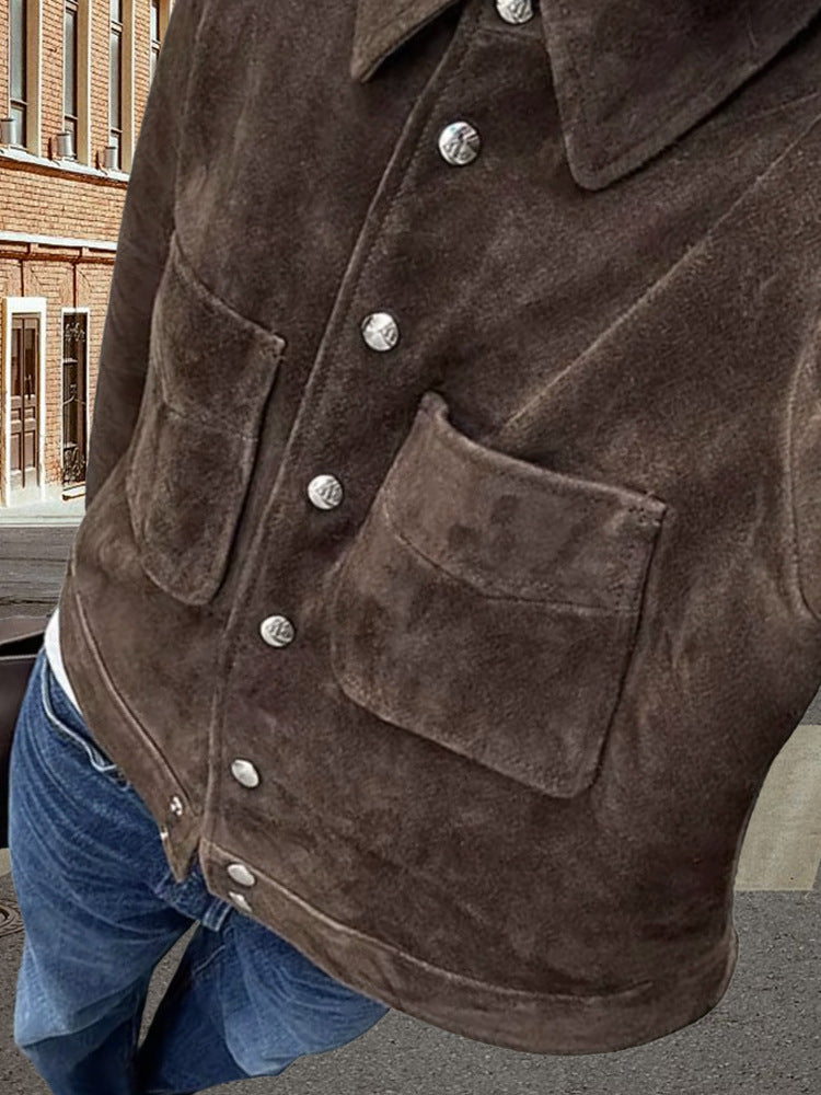 Damen Modische Wildlederjacke mit praktischen Klappentaschen EB