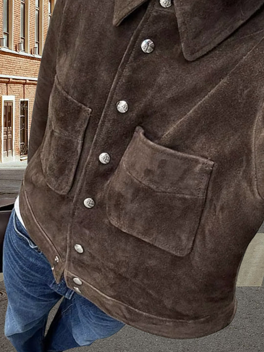Damen Modische Wildlederjacke mit praktischen Klappentaschen EB