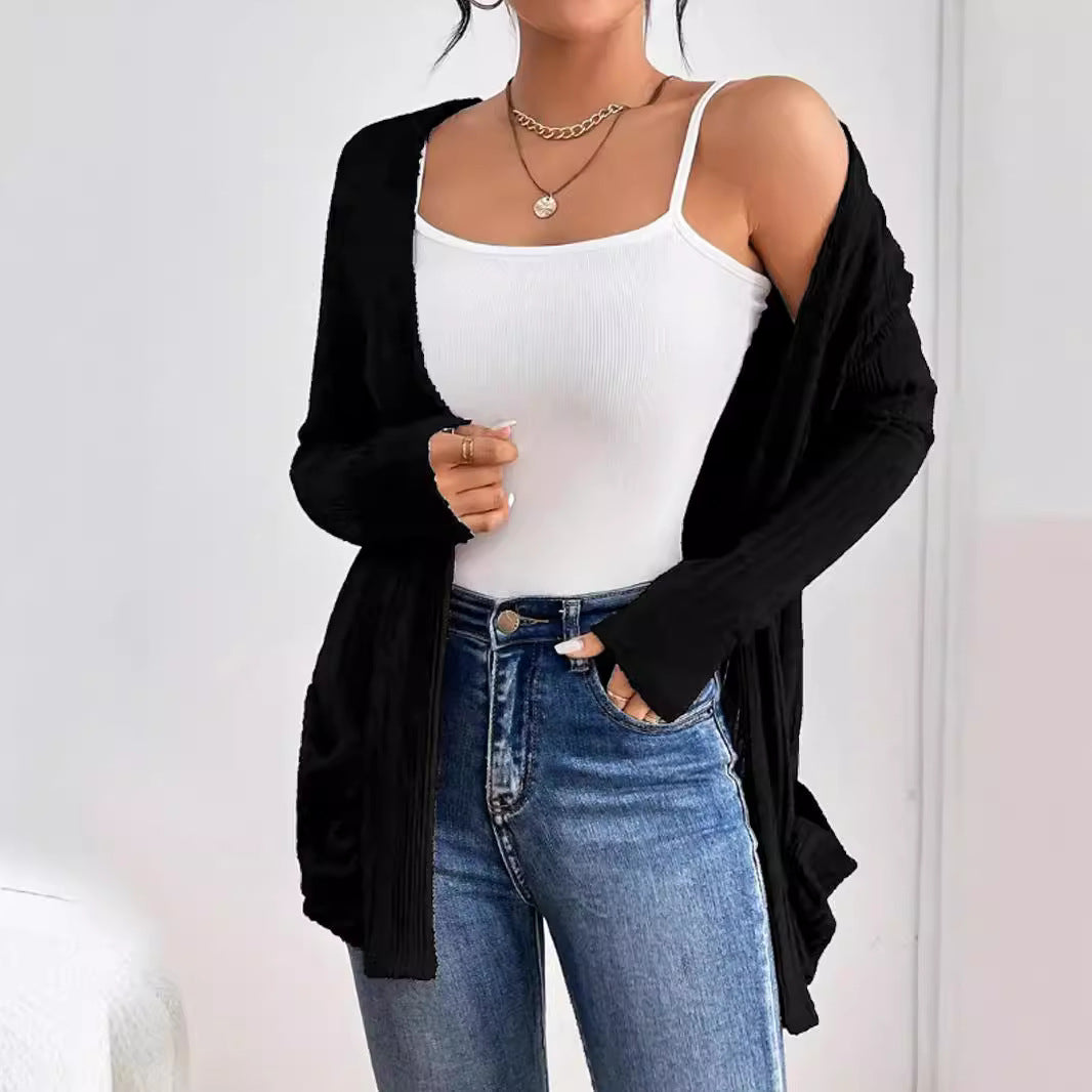 Damen Strickjacke mit strukturiertem Rippdesign und praktischen Taschen EB