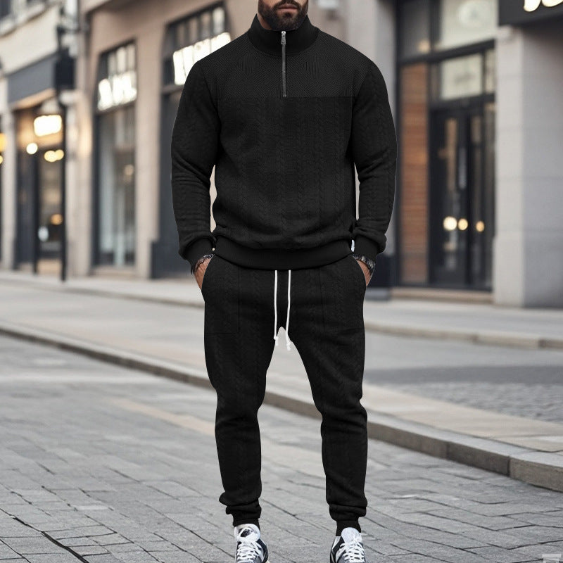 Herren modischer Trainingsanzug mit strukturiertem Design und praktischen Reißverschlusstaschen EB