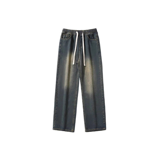 Damen Weite Denim-Hose mit elastischem Bund und regulierbarem Kordelzug EB