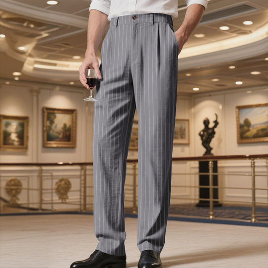 Herren elegante Anzughose mit feinem Nadelstreifen und bequemer Passform EB
