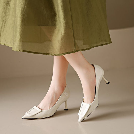 Damen elegante spitze Pumps mit funkelndem Schnallenakzent EB