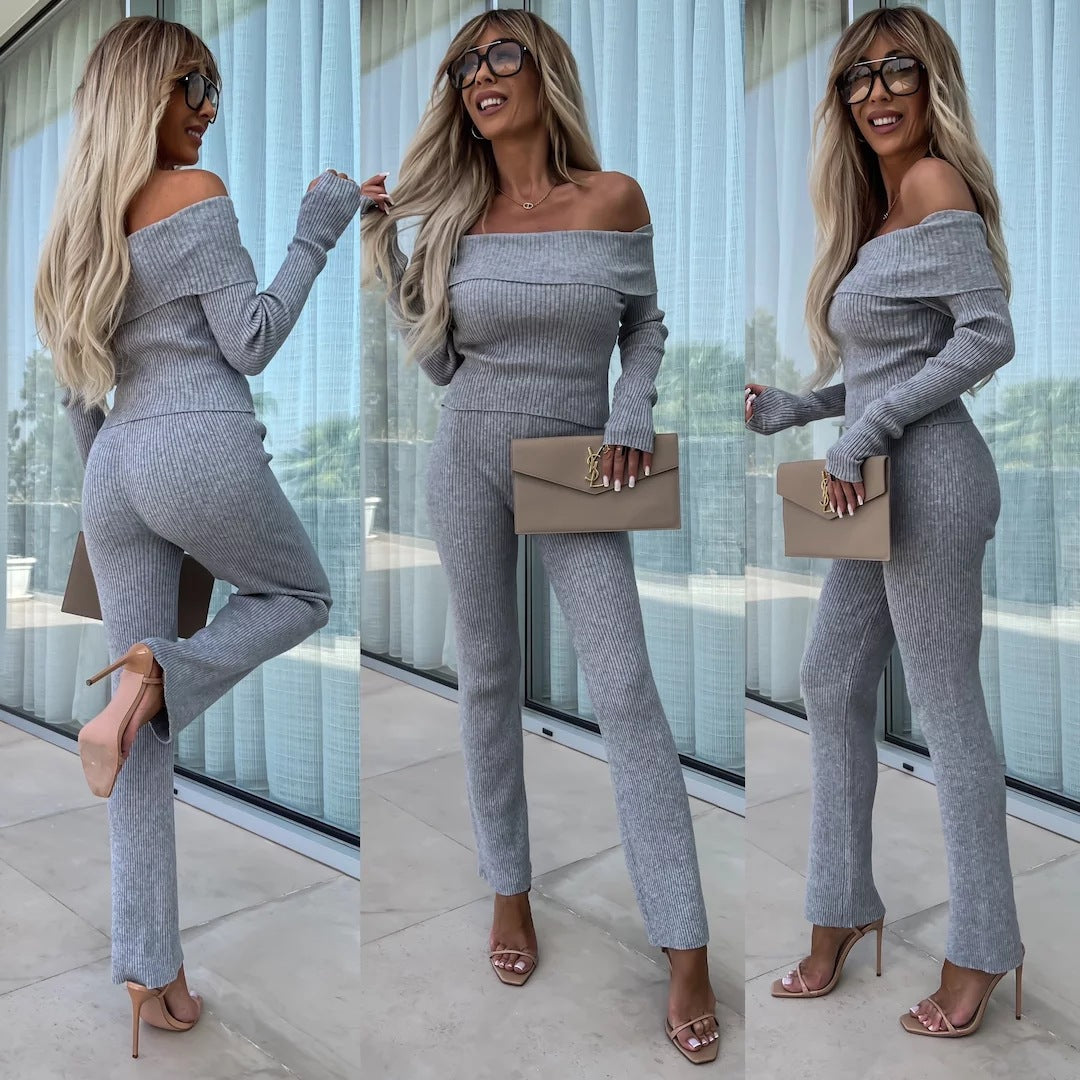 Damen elegantes Jumpsuit mit off-shoulder Design und langem Bein EB