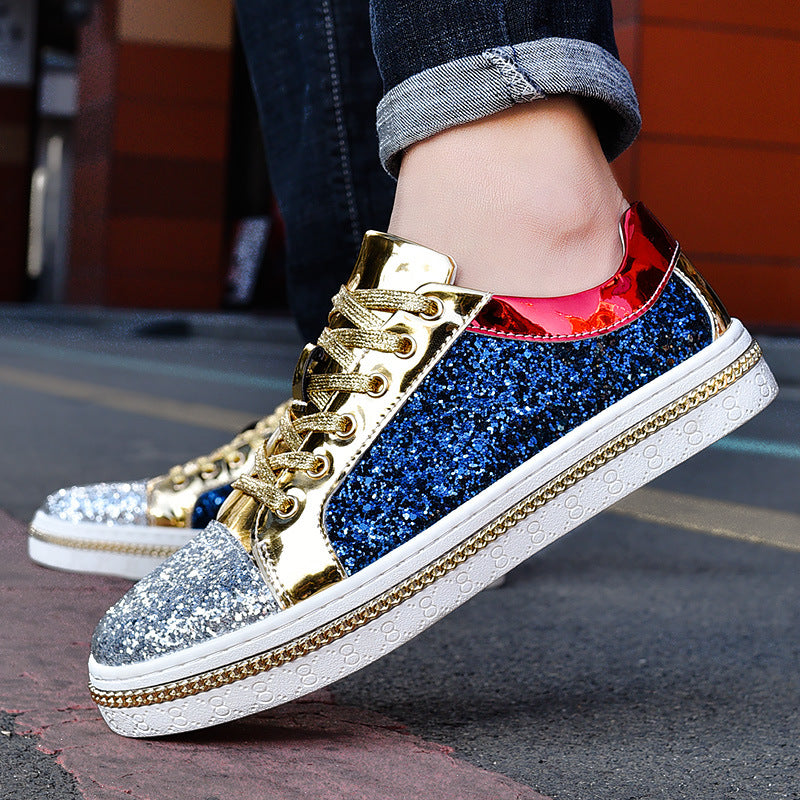 Damen Modische Sneakers mit funkelnder Oberflächenstruktur und stilvollen Akzenten EB