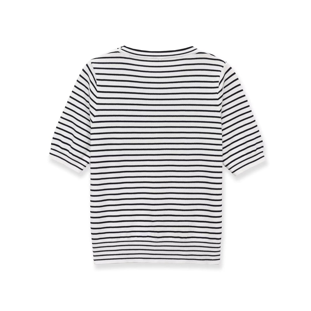 Damen gestreiftes T-Shirt mit kurzen Ärmeln EB
