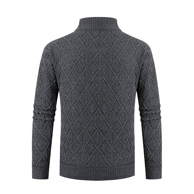 Herren Strickjacke mit modernem Zipper und stilvollem Rautenmuster EB
