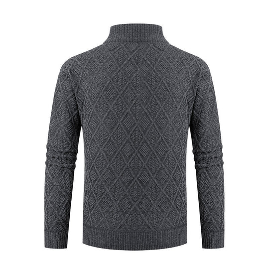 Herren Strickjacke mit modernem Zipper und stilvollem Rautenmuster EB