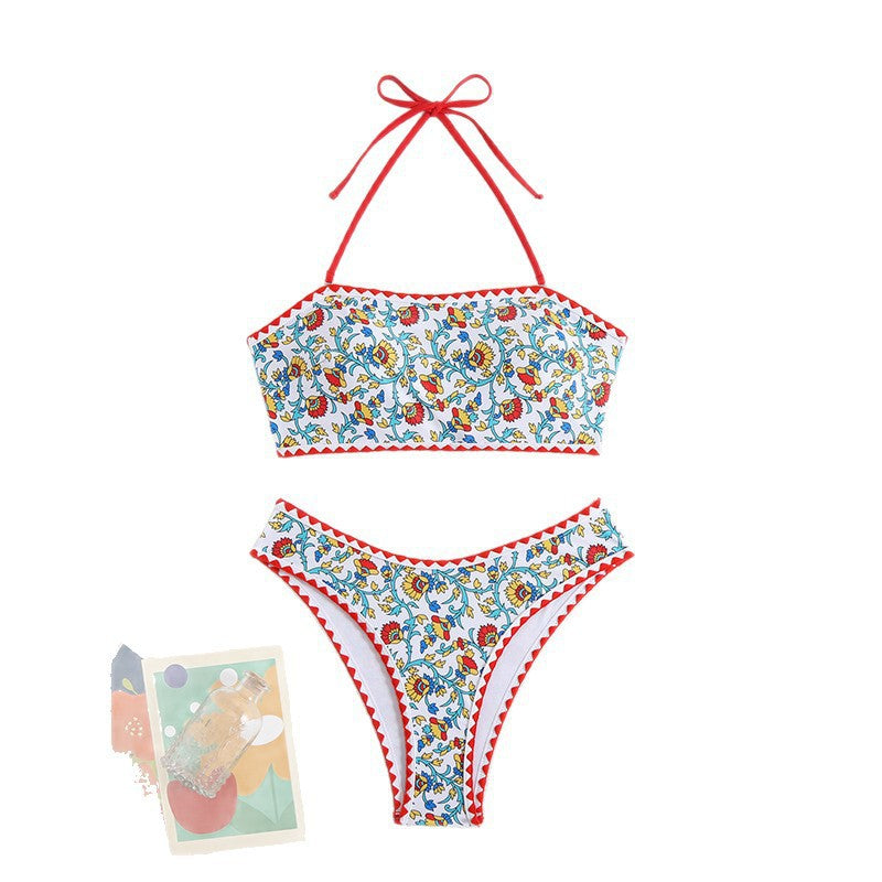 Damen Bandeau-Bikini mit farbenfrohem Muster EB