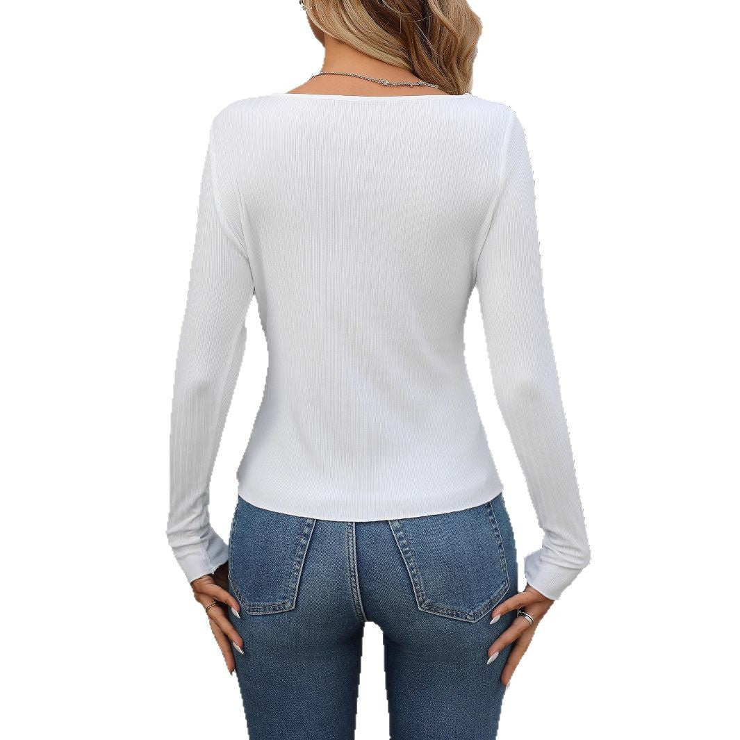 Damen Langarmshirt mit asymmetrischem Schnitt und dekorativem Ausschnitt EB