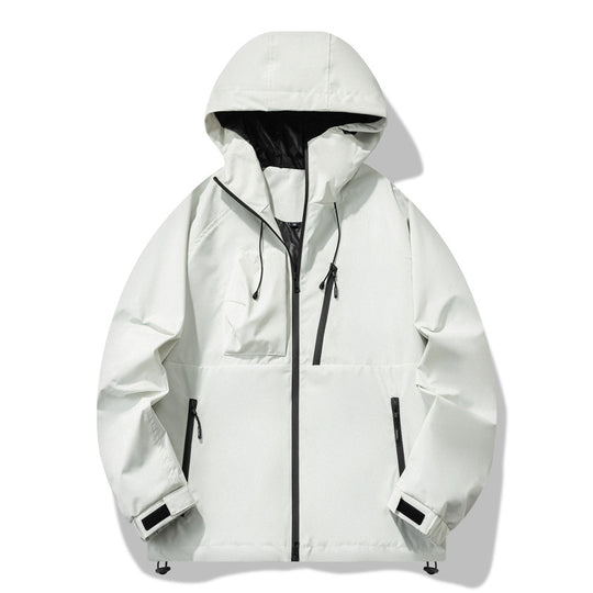 Herren wasserabweisende Outdoor-Jacke mit verstellbarer Kapuze und funktionalen Reißverschlusstaschen EB