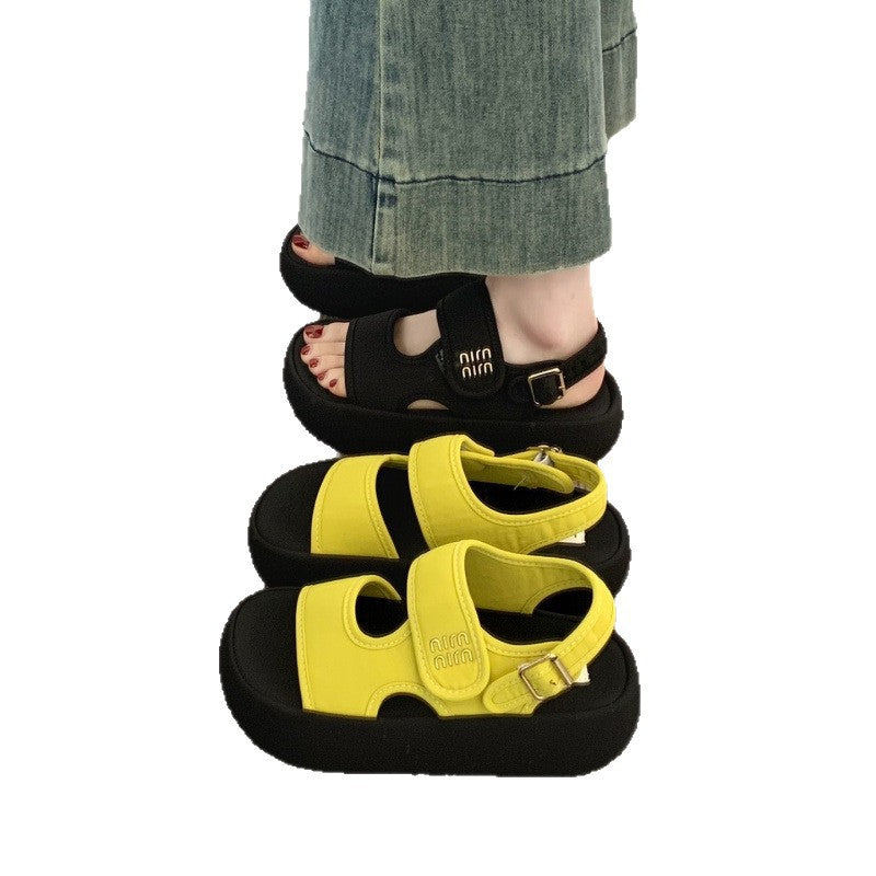 Damen Bequeme Sandalen mit verstellbarem Riemen und gepolsterter Sohle EB