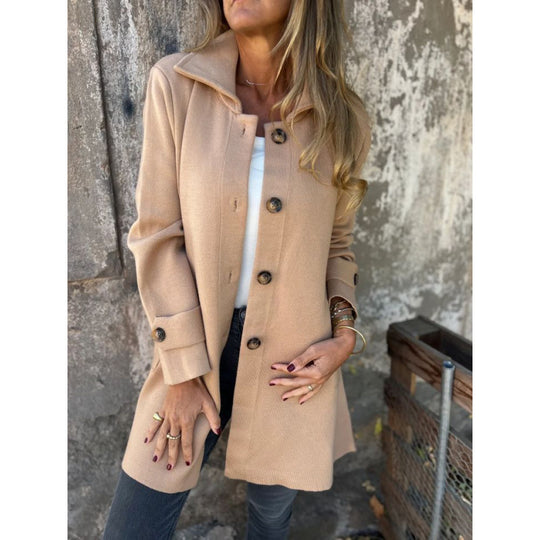 Damen elegante Übergangsjacke mit schickem Kragen und dekorativen Knopfdetails EB