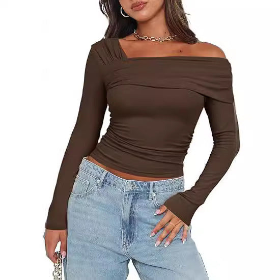 Damen Wickelshirt mit asymmetrischem Ausschnitt und raffiniertem Stretch EB