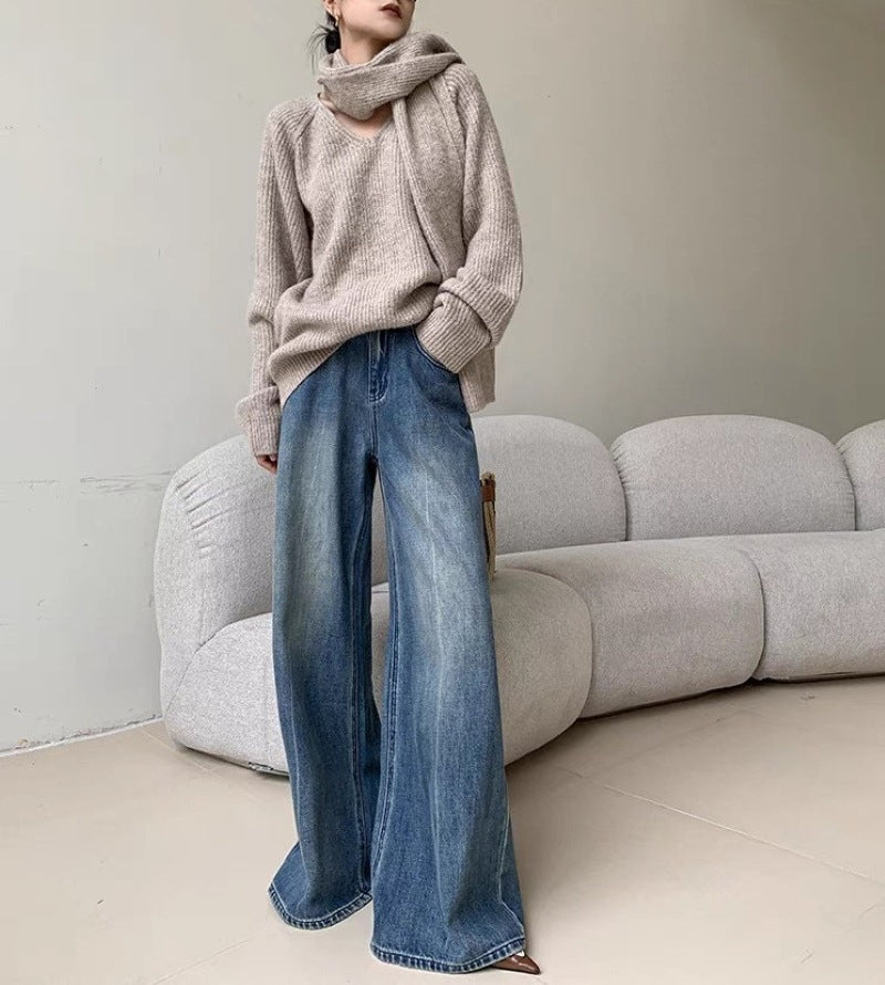 Damen Weite Jeans mit lässigem Schnitt und hohem Bund EB