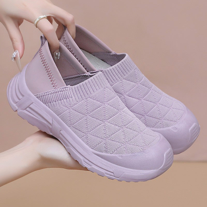 Damen Leichte Slip-On Sneakers mit rutschfester Sohle und atmungsaktivem Obermaterial EB