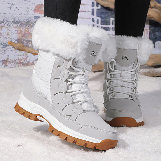 Damen Winterstiefel mit isolierendem Kunstfellkragen und rutschfester Sohle EB